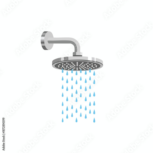 Silver Shower Head with Water Droplets