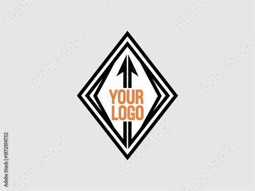 Black and Orange Diamond Shape Logo Template.