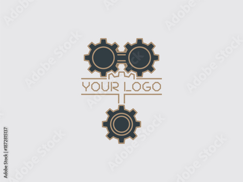 Gears Logo Design Template with Placeholder.