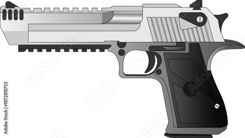 Vector illustration of a desert eagle firearm side view vector illustration. Desert eagle realistic vector. 