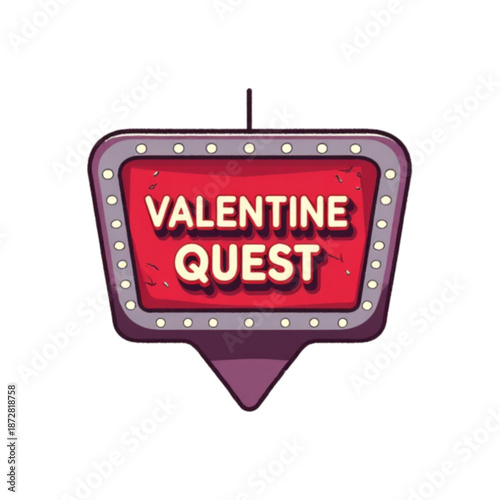 Valentine Quest neon sign with red light