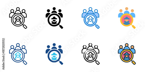 Insider Threat icons set multiple style collection. Editable stroke 
