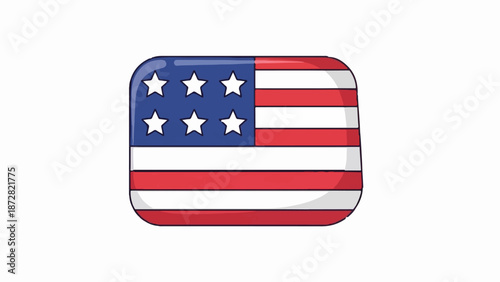 An illustrative graphic of a flag featuring red and white stripes and six white stars on a blue field