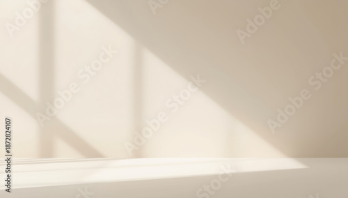 Wallpaper Mural Soft beige interior with window light casting geometric shadows, calm minimal scene Torontodigital.ca