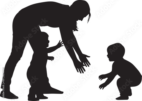 Mother playing with children