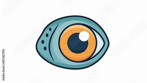 Cartoon eye with orange iris, dark pupil, and light blue surrounding