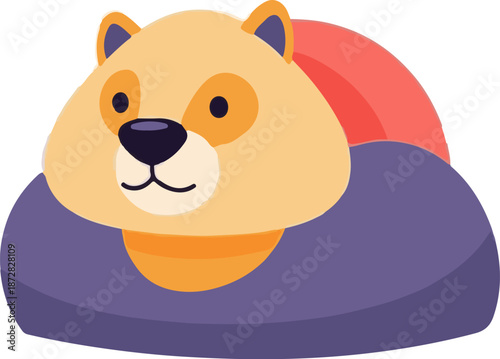Adorable cartoon bear character with soft colors and a playful demeanor