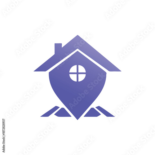 Modern home house icon combined with location pin logo concept for real estate or property search app