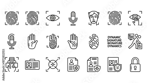 Collection of Simple Line Icons for Security.