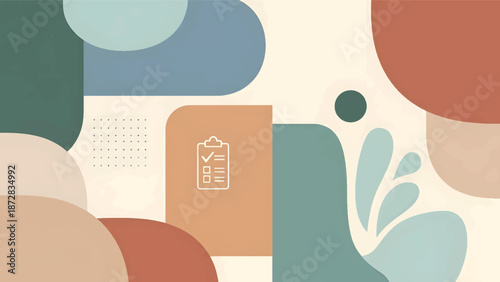 Abstract modern organic background with pastel earthy shapes and subtle decorative elements creating calm contemporary composition