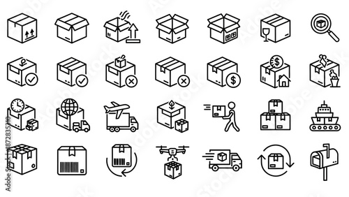 Collection of Simple Logistics Icons.