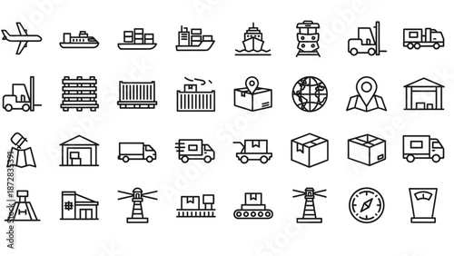 Collection of Simple Logistics Icons.