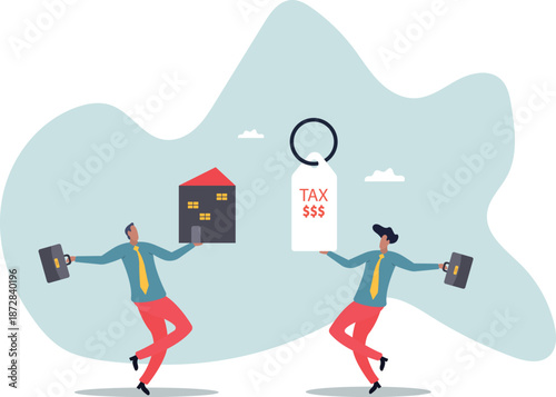 Property tax, real estate or housing payment, money or bills to pay for government .about a man and his life.