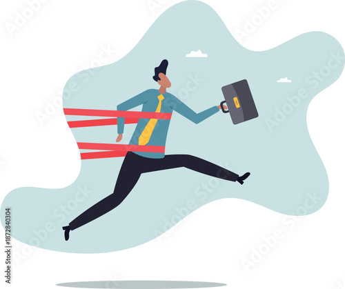 Business difficulty or struggle with career obstacle, limitation and trap or challenge to overcome to success.about a man and his life.