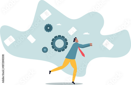 Overwhelmed or work overload, exhausted and anxiety,about a man and his life.