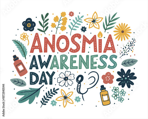 Anosmia Awareness Day Health Awareness Vector Illustration Isolated on White