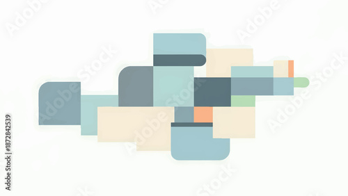 Abstract geometric block composition with soft muted colors creating modern minimalist background for creative digital design
