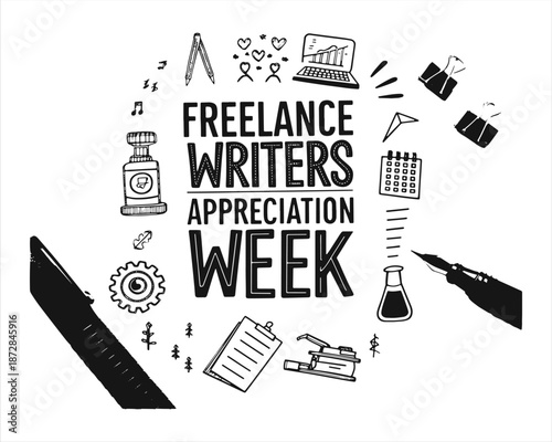 Creative Freelance Writing Concept Vector Illustration, Author Workspace and Digital Content Creation Isolated on White Background