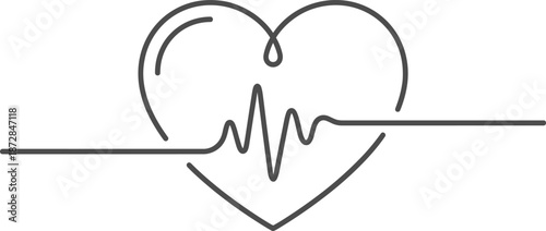 Minimal heart heartbeat line icon representing medical cardiology health monitoring pulse ECG concept outline vector illustration isolated design