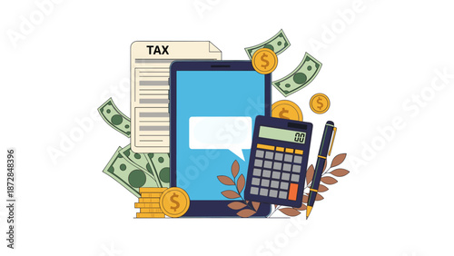 Online tax payment and financial management concept illustration