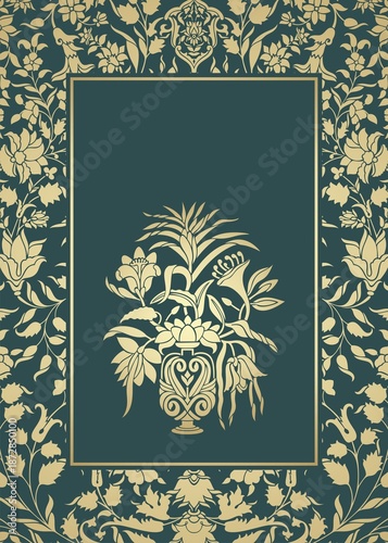 wedding card design, paisley floral pattern , India	