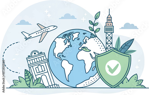 Global Tourism Rebuilding and Recovery Illustration.eps