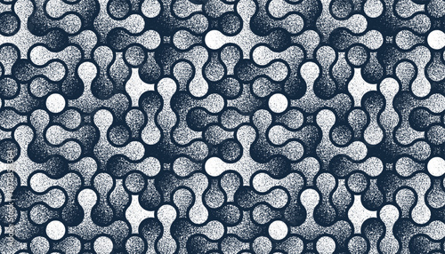 Fluid shapes dynamic seamless pattern, vector molecules endless abstract background, graphic style liquid in motion tiling wallpaper.