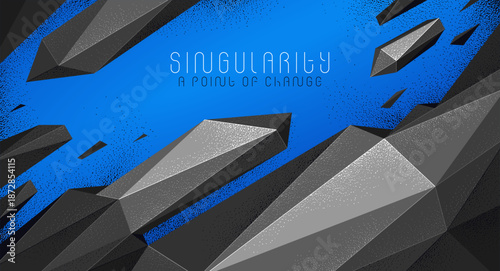 Vector abstract background with dynamic low poly shapes in motion, destruction anxiety wallpaper, polygonal futuristic chaos.