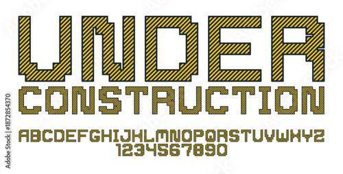 Minimal geometric cyberpunk font, vector typeface in geometry minimalist square style, future technology simple urban rectangular typography, alphabet letters and numbers high tech style.