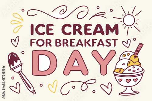 Wallpaper Mural Ice Cream for Breakfast Day Celebration Vector, Sweet Morning Treat Concept Isolated on White Background Torontodigital.ca