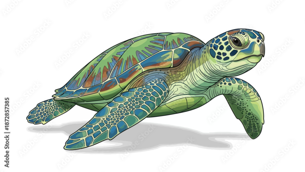Obraz premium green turtle isolated on white