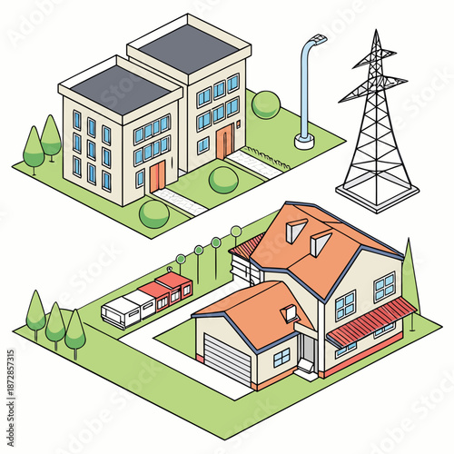 Energy plant complex integrated with nearby community