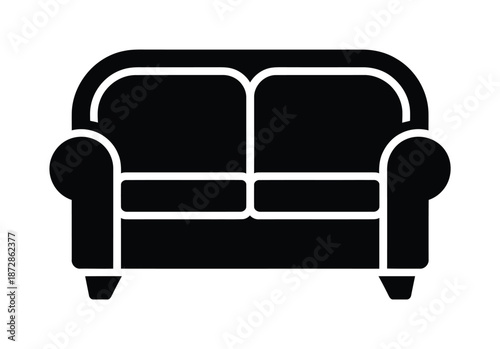 Black vector illustration of a classic comfortable sofa for seating