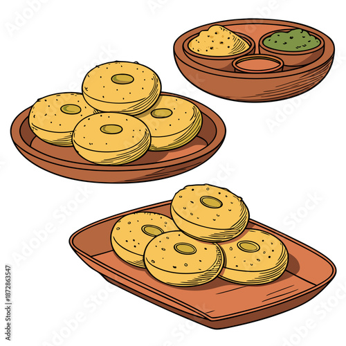 Golden fried bengali snacks on earthen plates fried snacks