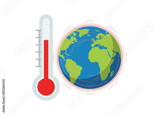 Global warming concept depicted with a thermometer rising in temperature, illustrating climate change