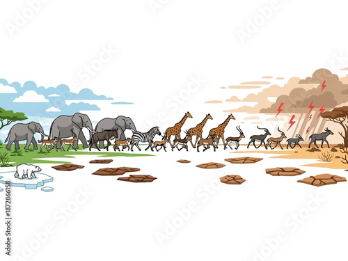 Evolution of Life Animals Adapting to Changing Environments, a Visual Journey