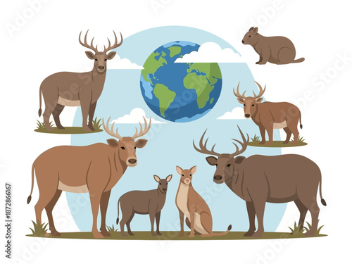 Earth's Wildlife A Diverse Gathering of Animals, Showcasing Nature's Wonders