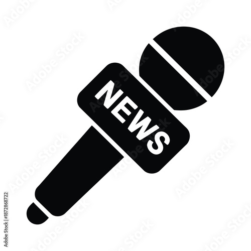 Vector icon of microphone labeled news for broadcasting and reporting