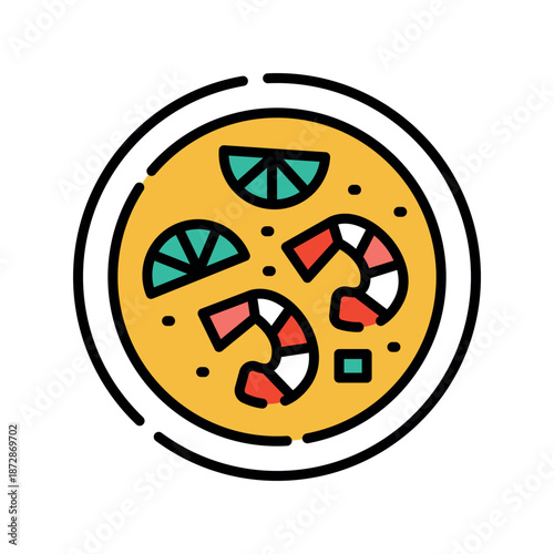 tom yum color line icon.