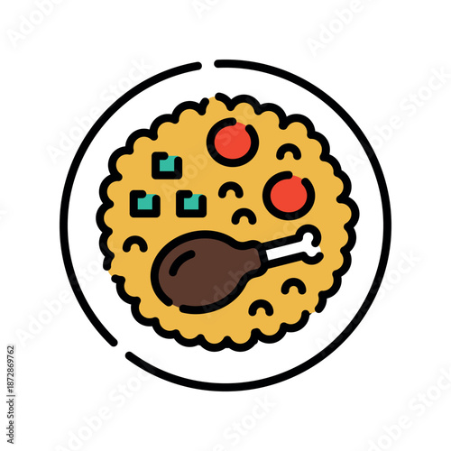 biryani color line icon.