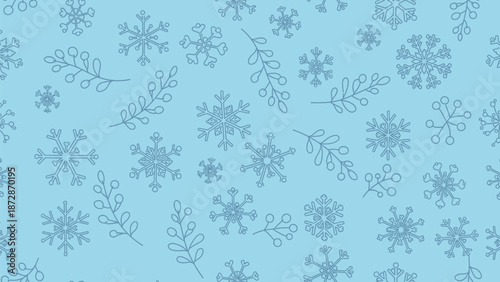 Photos Winter Snowflake Pattern With Frosty Branches On Light Blue Background