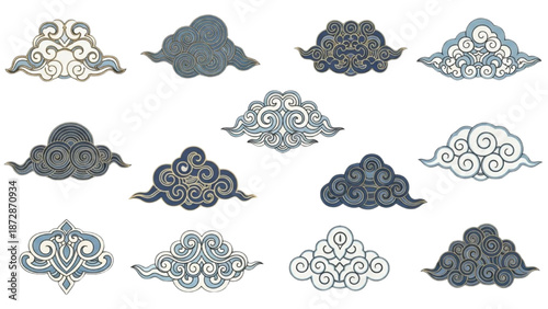 Auspicious Oriental Cloud Motifs A Collection of Traditional Decorative Elements for Asian Design and Art Projects, Featuring Vintage Patterns