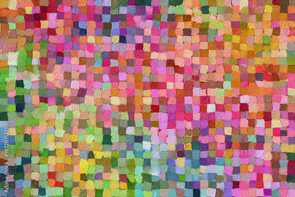 Fototapeta premium vibrant mosaic of small textured squares in a chaotic abstract pattern