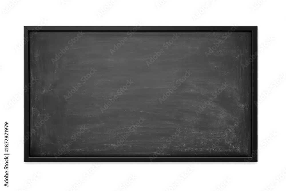 Fototapeta premium Black chalkboard with wooden frame, blank empty board texture on transparent background, education concept