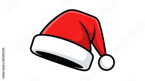 Classic Red Santa Hat with White Fur Trim and Pom-Pom - Festive Christmas Icon