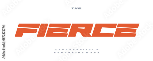 Fierce Font Logo Alphabet Vector Wide Geometric Letters Modern Typography, Bold Space Typographic Design Title Text, Race Poster Headline, Type Symbol Logotype, Heavy Sans Fonts. Vector Typeface
