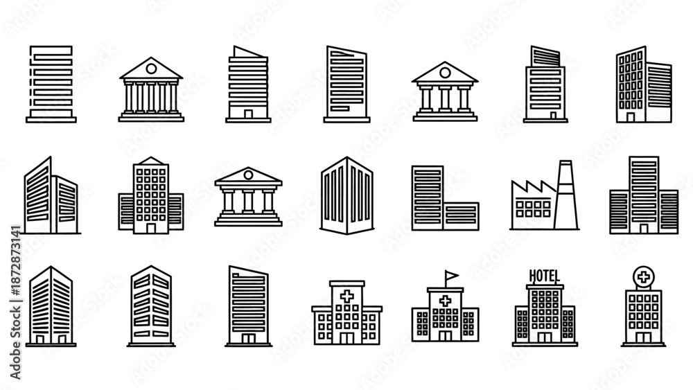 Fototapeta premium Collection of Various Architectural Building Designs.