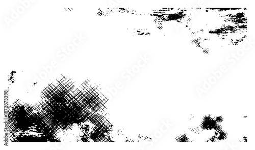White background with heavy black grunge corner textures