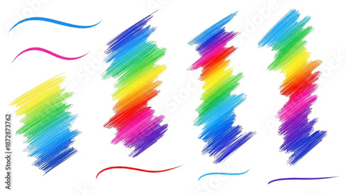 Colorful Abstract Brush Strokes and Swirls Set