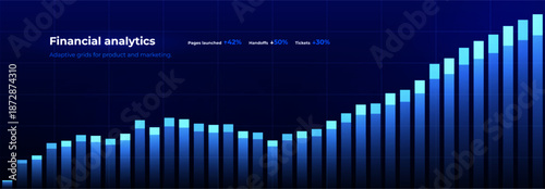 Financial Growth Stock Market Graphic, Economy Trade Graph, Data Chart Business Development Strategy Finance, Invest Background Concept, Global Digital Sale Analysis, Year Plan. Vector Illustration